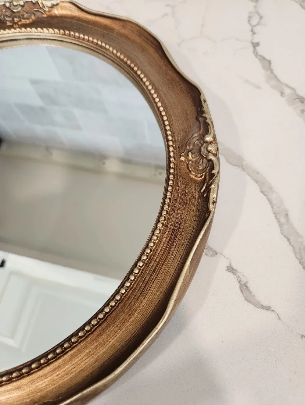 12' Gold Tone Wooden Circular Mirror